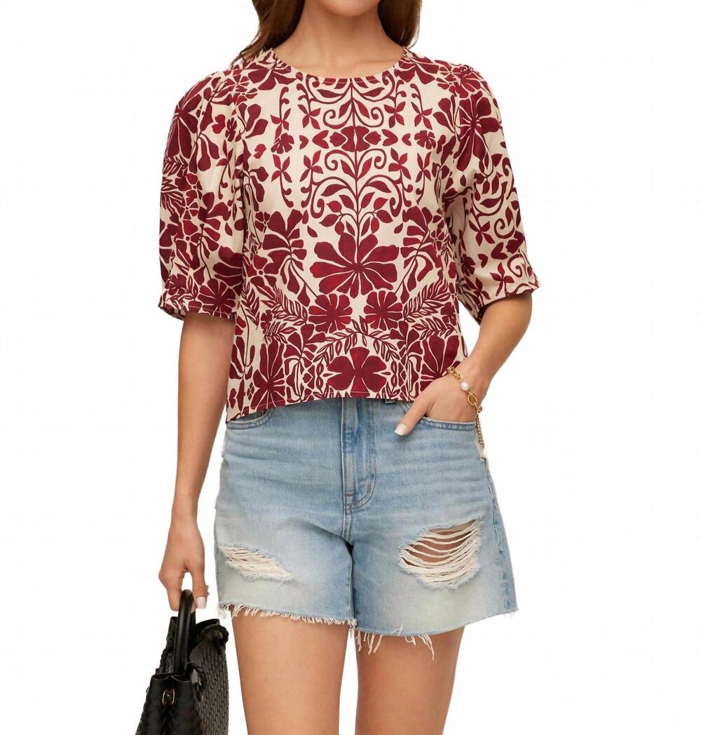 NEW FIFTEEN TWENTY women's rosie puff sleeve top in print 2f57401